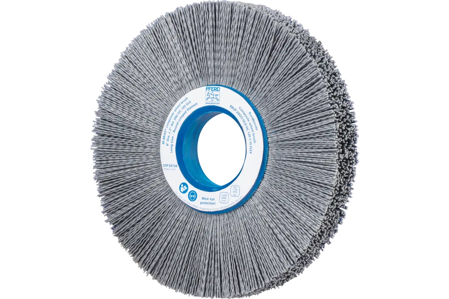 Picture of Pferd M-BRAD® Composite Wheel Brush 8" Dia. .040/120 Grit Silicon Carbide 2" Arbor